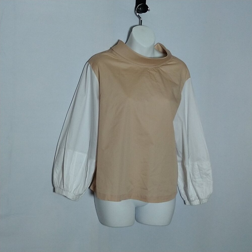 Harshman Perry Tunic Blouse Beige White Size Medium New With Tag